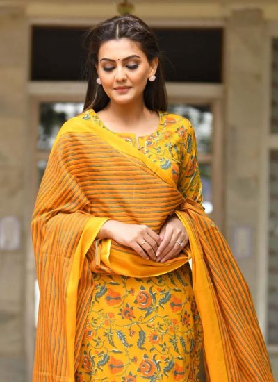 Mustard Printed Ceremonial Trendy Salwar Suit