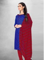 Mystic Blue Cotton Trendy Salwar Suit