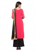 Mystic Faux Georgette Embroidered Red Readymade Salwar Kameez