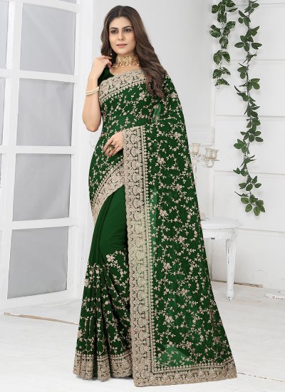 Mystic Georgette Embroidered Contemporary Saree