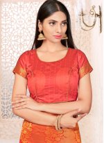 Mystic Orange Weaving Banarasi Silk Designer Traditional Saree