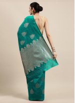 Mystical Cotton Silk Sea Green Jacquard Work Traditional Saree