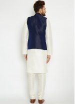 Navy Blue and White Color Kurta Payjama With Jacket