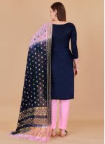 Navy Blue Banarasi Silk Salwar Suit