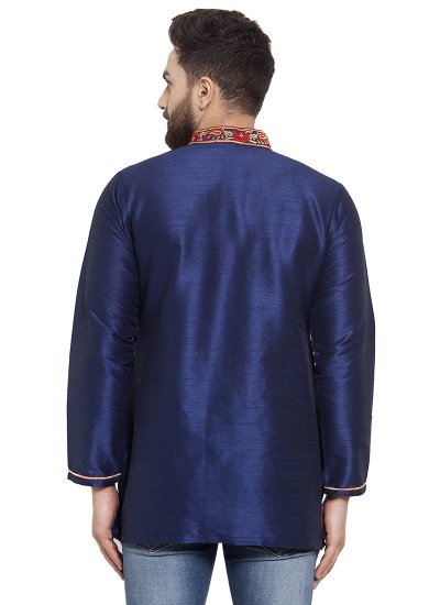 
                            Navy Blue Embroidered Party Kurta
