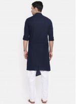 Navy Blue Engagement Blended Cotton Indo Western