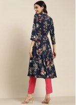 Navy Blue Party Casual Kurti