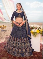Navy Blue Wedding Georgette Designer Lehenga Choli