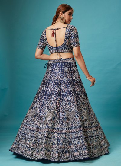 Navy Blue Wedding Silk Designer Lehenga Choli