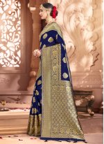 Navy Blue Woven Festival Traditional Saree