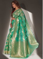 Neha Khan Weaving Aqua Blue Designer Traditional Saree