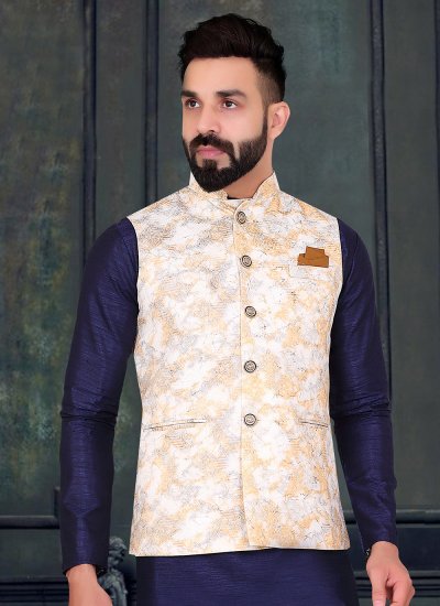 Nehru Jackets Embroidered Banarasi Jacquard in Multi Colour