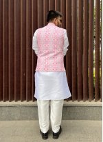 Nehru Jackets Printed Cotton in Pink