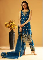 Net Blue Diamond Designer Salwar Suit