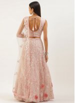 Net Embroidered A Line Lehenga Choli in Pink