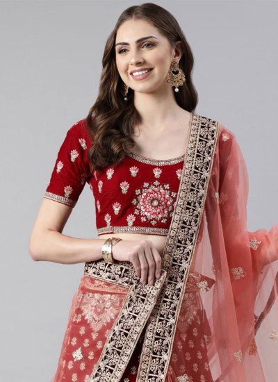 Net Embroidered Dupatta in Pink