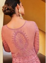 Net Embroidered Pink Designer Suit
