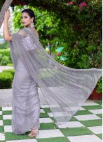 Net Fancy Grey Designer Saree