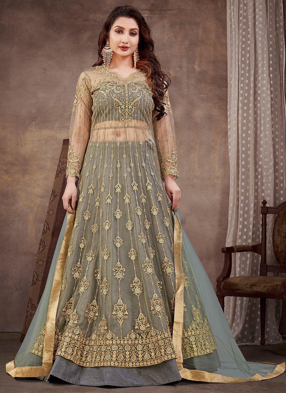 Floral Flower print Anarkali Dress | Anarkali dress, Frock for women,  Designer dresses