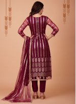 Net Maroon Thread Long Length Salwar Suit