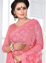 Net Resham Classic Designer Saree in Pink