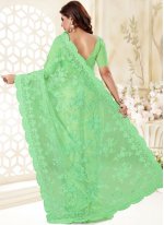Net Resham Designer Traditional Saree in Green