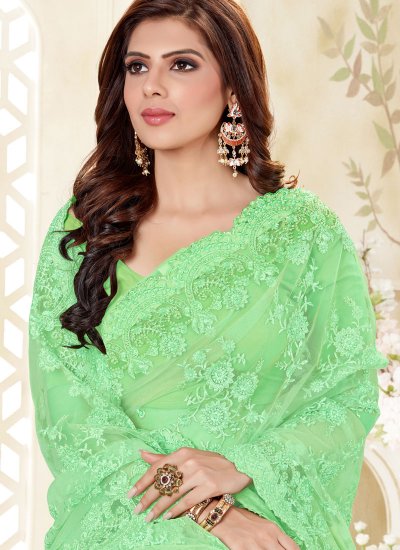 
                            Net Resham Designer Traditional Saree in Green