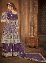 Net Stone Purple Designer Pakistani Suit