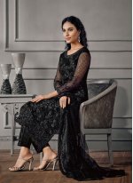 Net Trendy Pakistani Salwar Suit in Black