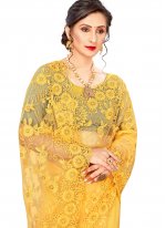 Net Yellow Resham Trendy Saree