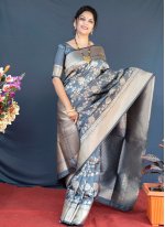 Nice Weaving Banarasi Silk Blue Classic Saree