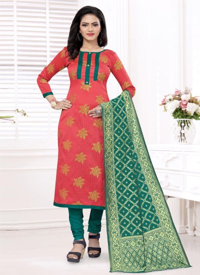 Noble Banarasi Silk Weaving Churidar Designer Suit
