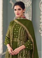 Noble Georgette Green Readymade Designer Suit