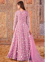 Noble Net Pink Floor Length Designer Suit