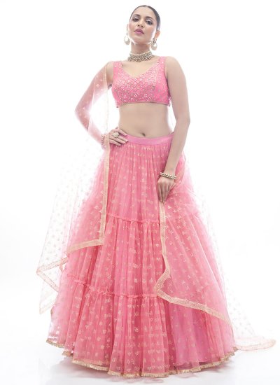 Noble Thread Net Pink Readymade Lehenga Choli
