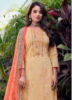 Observable Beige Cotton Designer Pakistani Salwar Suit
