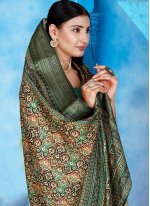 Observable Border Green Tussar Silk Contemporary Saree