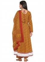 Observable Cotton Mustard Print Readymade Suit