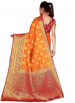 Observable Silk Orange Bollywood Saree
