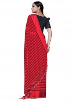 Observable Weaving Georgette Satin Red Saree