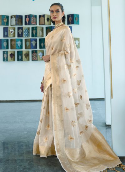 Off White Ceremonial Designer Traditional Saree