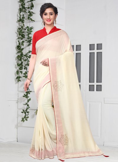 Off White Color Traditional Saree