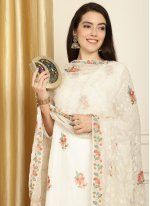 Off White Embroidered Designer Salwar Suit