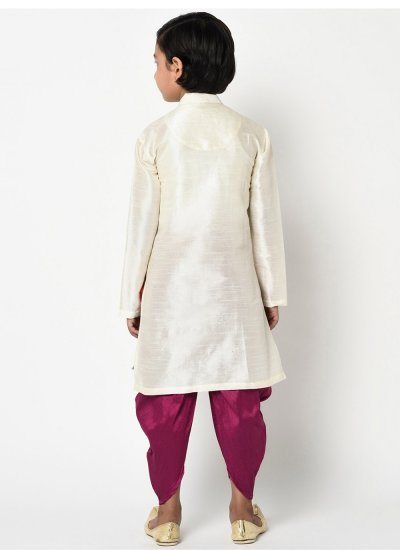 
                            Off White Embroidered Party Angrakha