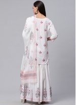 Off White Embroidered Readymade Salwar Suit