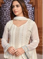 Off White Festival Faux Georgette Designer Pakistani Salwar Suit