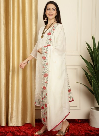 Off White Organza Trendy Salwar Suit