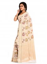 Off White Weaving Engagement Bollywood Saree
