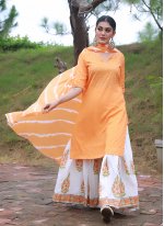 Opulent Fancy Fabric Orange Readymade Designer Salwar Suit