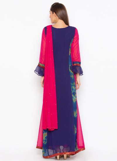 Opulent Georgette Magenta Embroidered Anarkali Salwar Suit